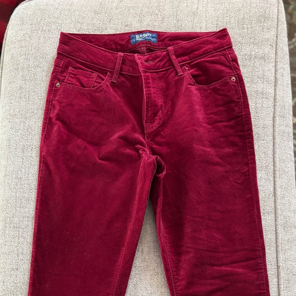 New Red Velour Rockstar Pants